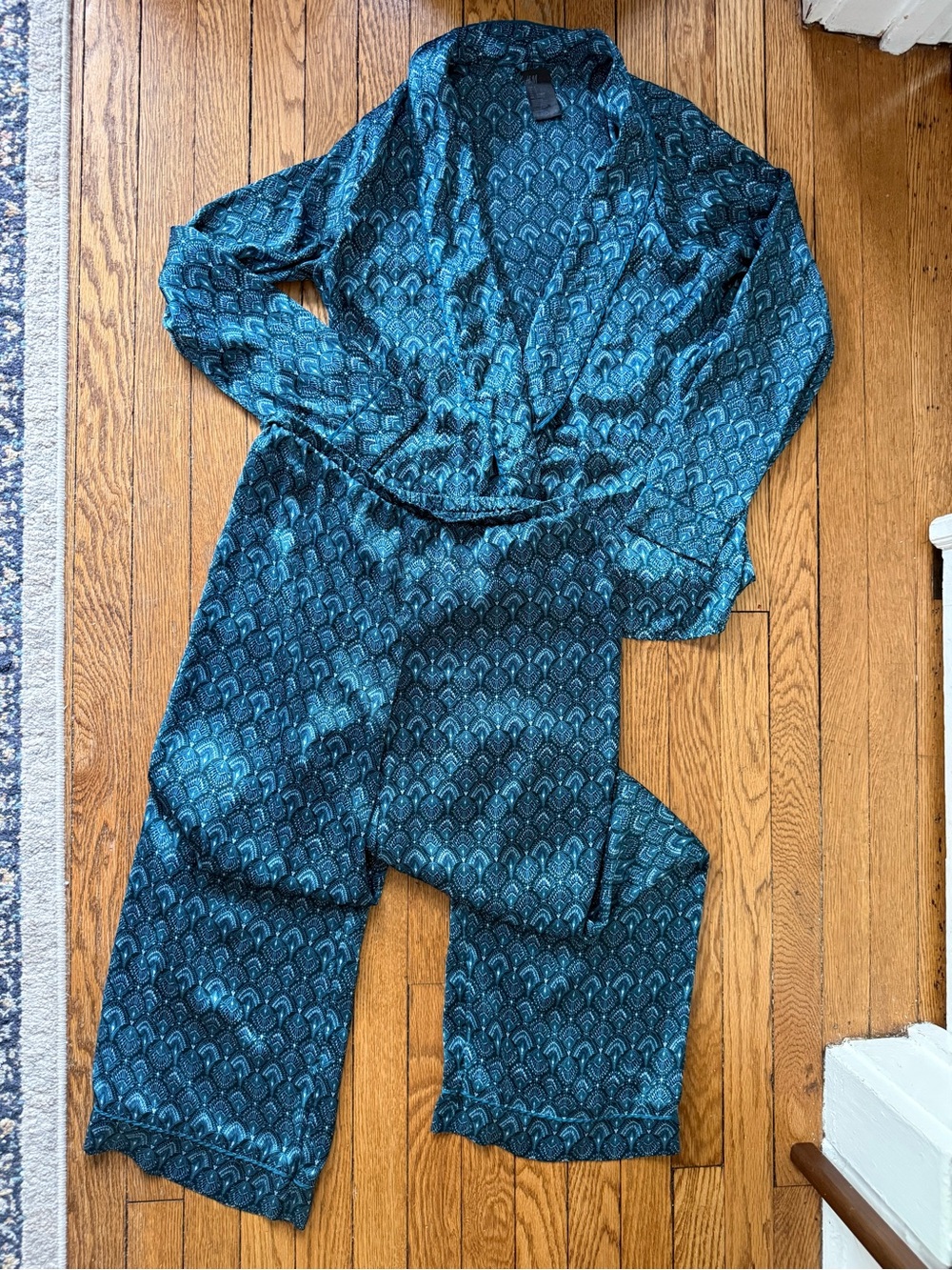 H&M Teal Blue Printed Lounge Set - Size Small